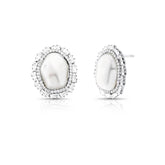 Brinco Pérola Shell Oval com Zirconias ao Redor